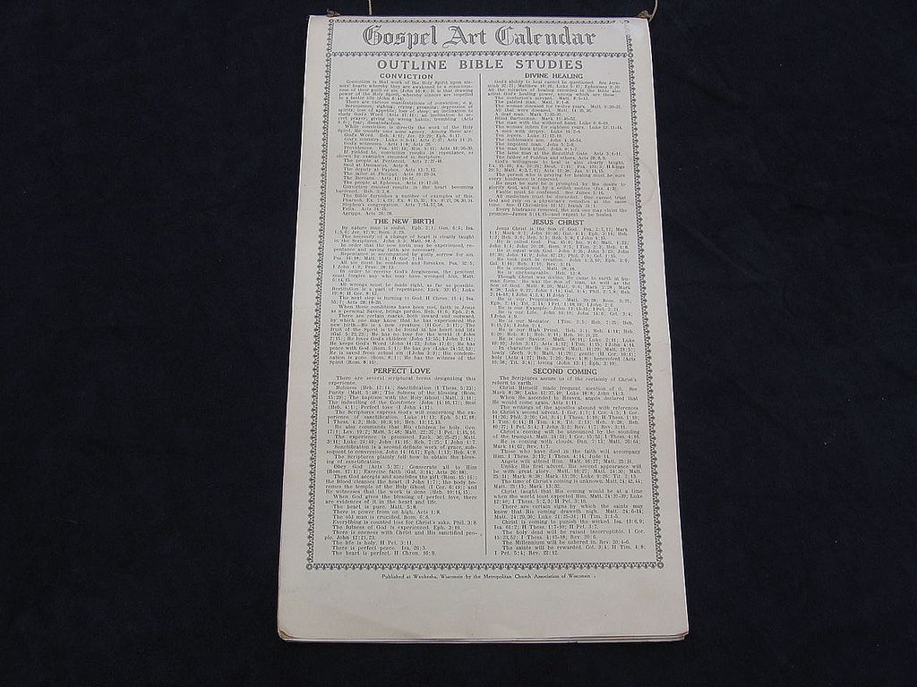 Rare 1924 Paper Gospel Art Calendar Rare 1924 Paper Gospel Art Calendar