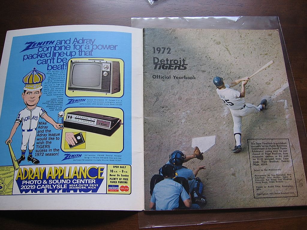 1972 Detroit Tigers Baseball Yearbook 1972 Detroit Tigers Baseball Yearbook