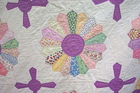 Matched Pair 1930's Fabrics and Purple Aster or Sunflower Quilts Matched Pair 1930's Fabrics and Purple Aster or Sunflower Quilts