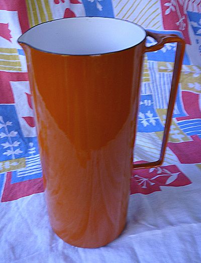 Dansk Kobenstyle Pumpkin Orange Enamelware Pitcher Dansk Kobenstyle Pumpkin Orange Enamelware Pitcher