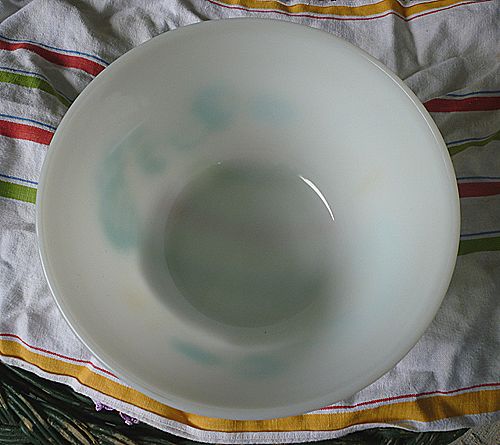 Federal Glass Fruit Fare Turquoise on White 9" Mixing Bowl Federal Glass Fruit Fare Turquoise on White 9" Mixing Bowl