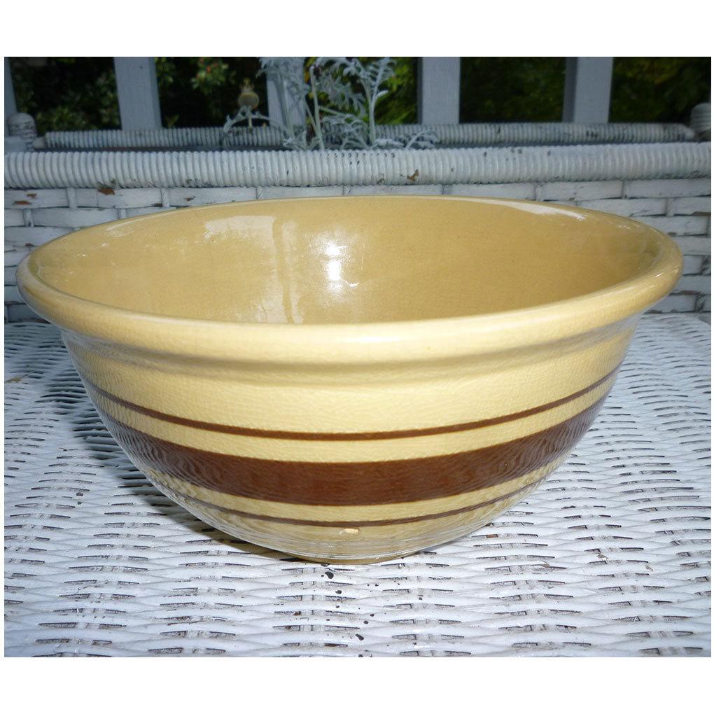 Weller Yellow Ware Brown Stripe 8” Mixing Bowl from chezmarianne on