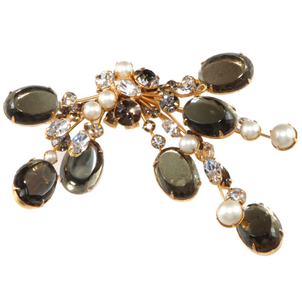 Hattie Carnegie Space Age Rhinestone Brooch and Earrings Set Hattie Carnegie Space Age Rhinestone Brooch and Earrings Set