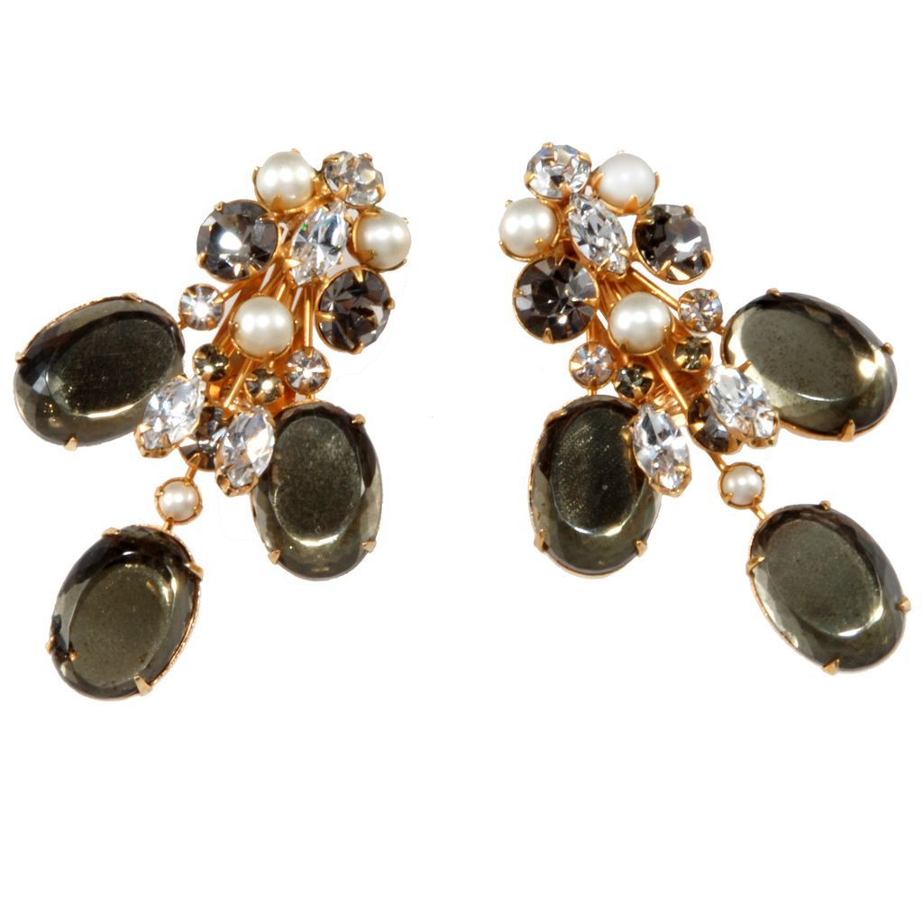 Hattie Carnegie Space Age Rhinestone Brooch and Earrings Set Hattie Carnegie Space Age Rhinestone Brooch and Earrings Set