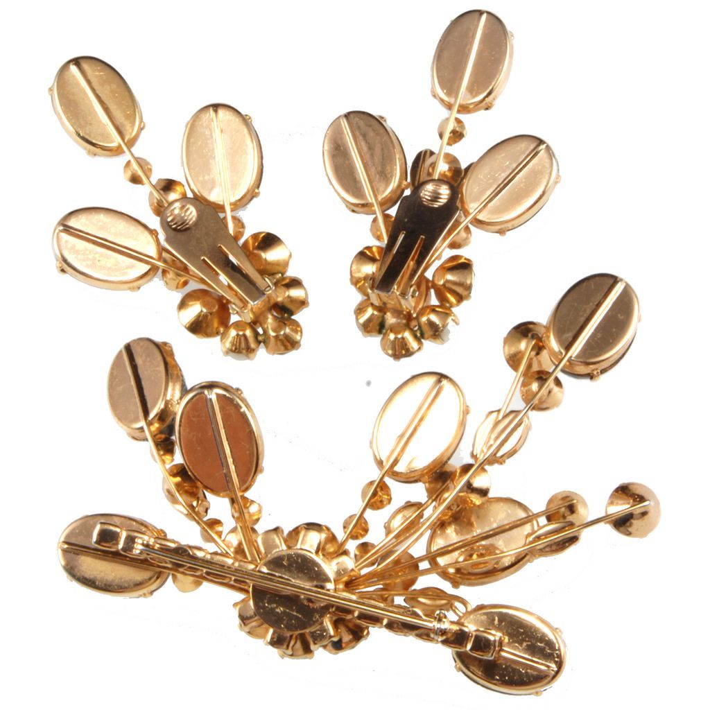 Hattie Carnegie Space Age Rhinestone Brooch and Earrings Set Hattie Carnegie Space Age Rhinestone Brooch and Earrings Set