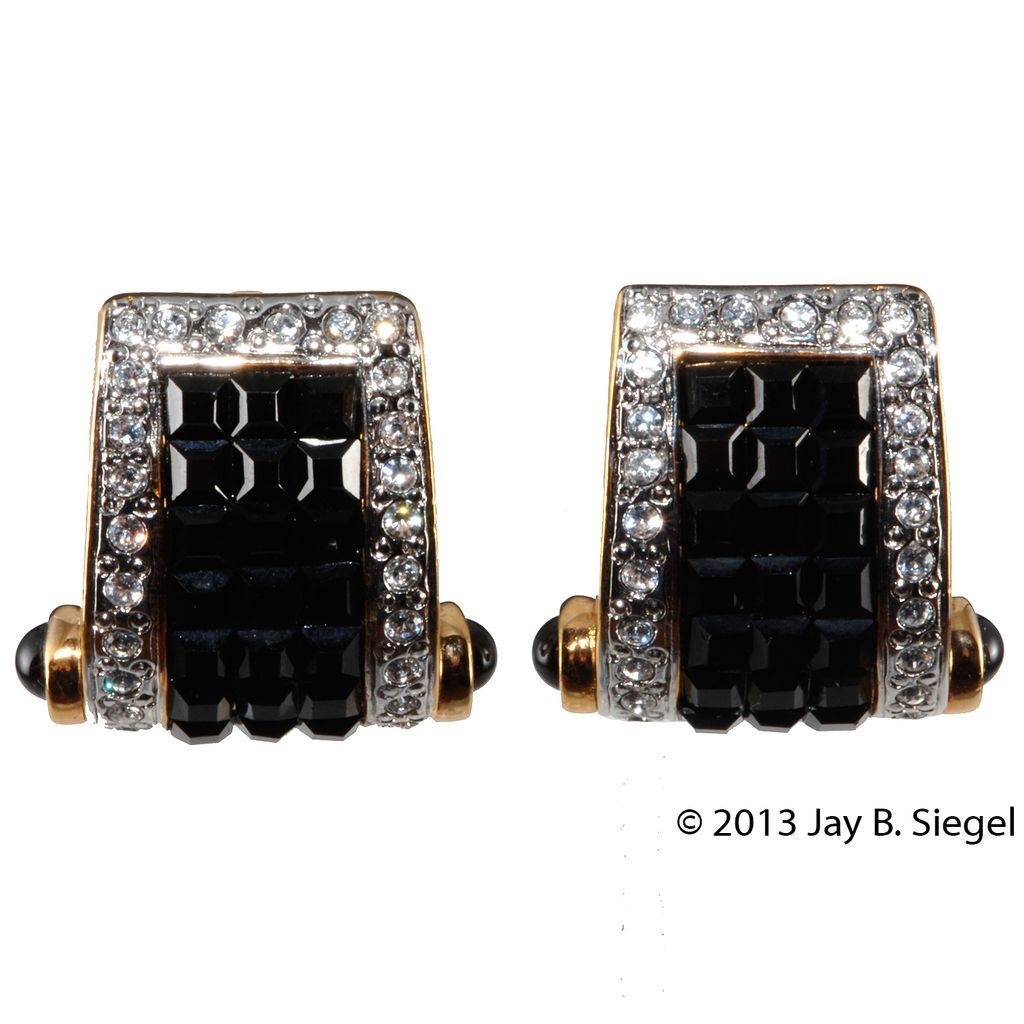 Carre' Black & Clear Rhinestone Earrings Carre' Black & Clear Rhinestone Earrings