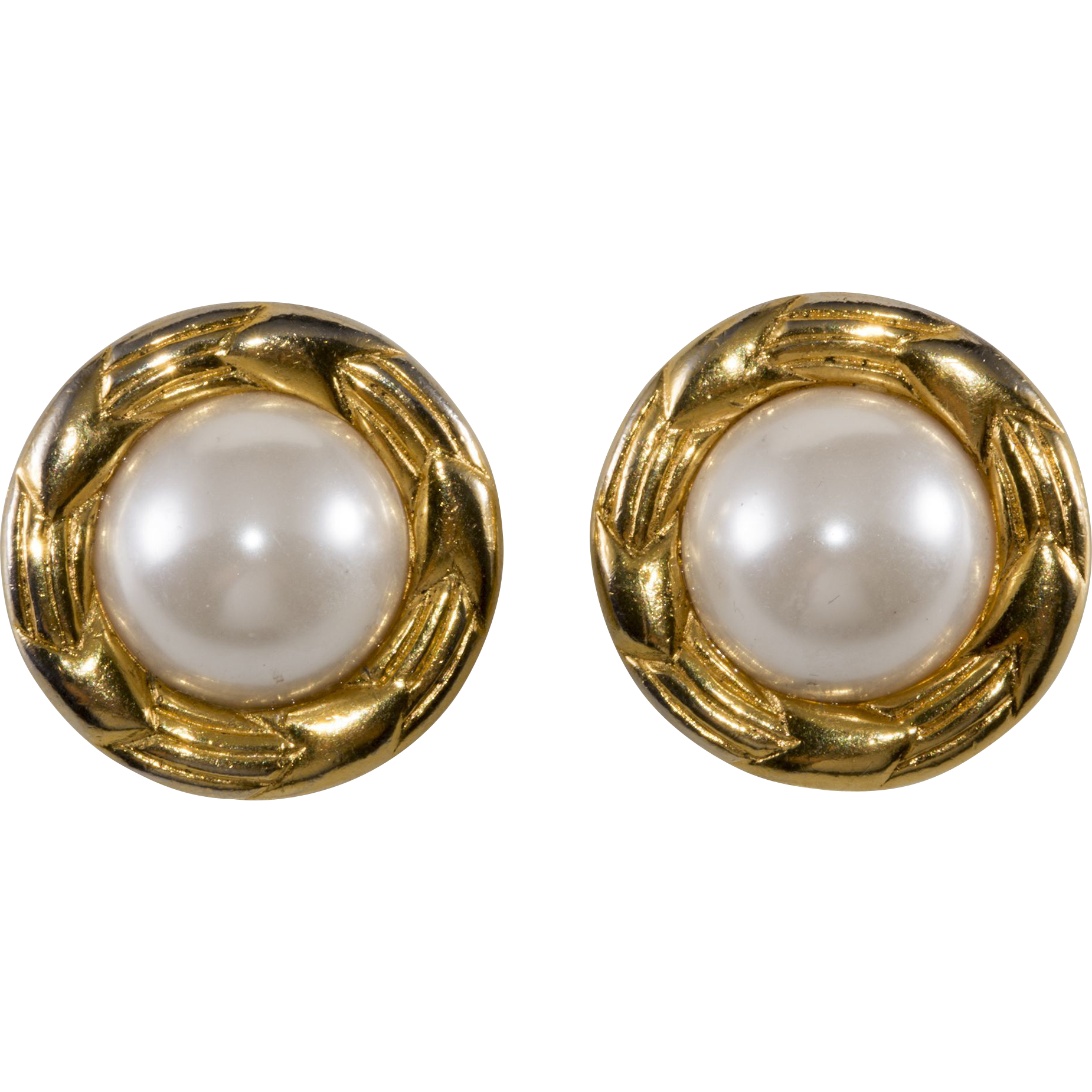 CHANEL FauxPearl 1970s Earrings from chicantiques on Ruby Lane