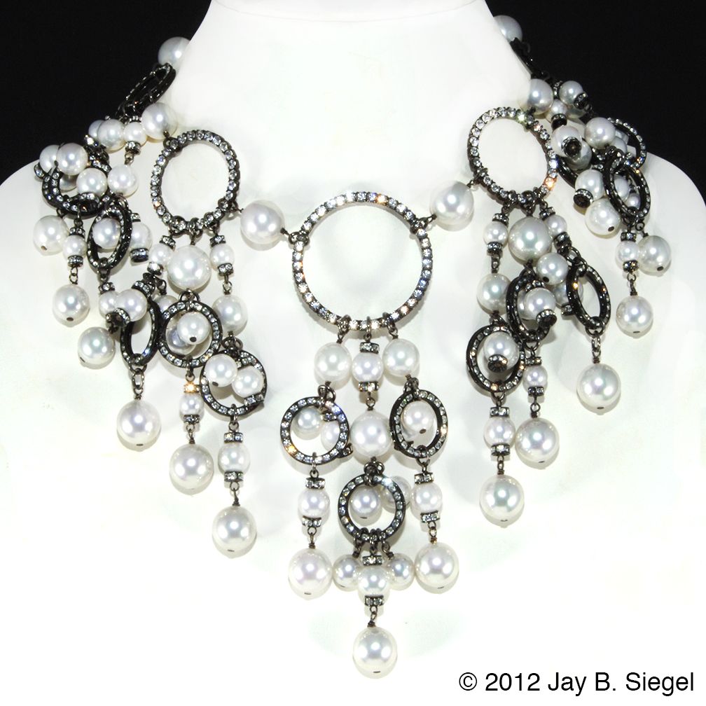 Francoise Montague Pearl & Rhinestone Electra Bib Necklace Francoise Montague Pearl & Rhinestone Electra Bib Necklace