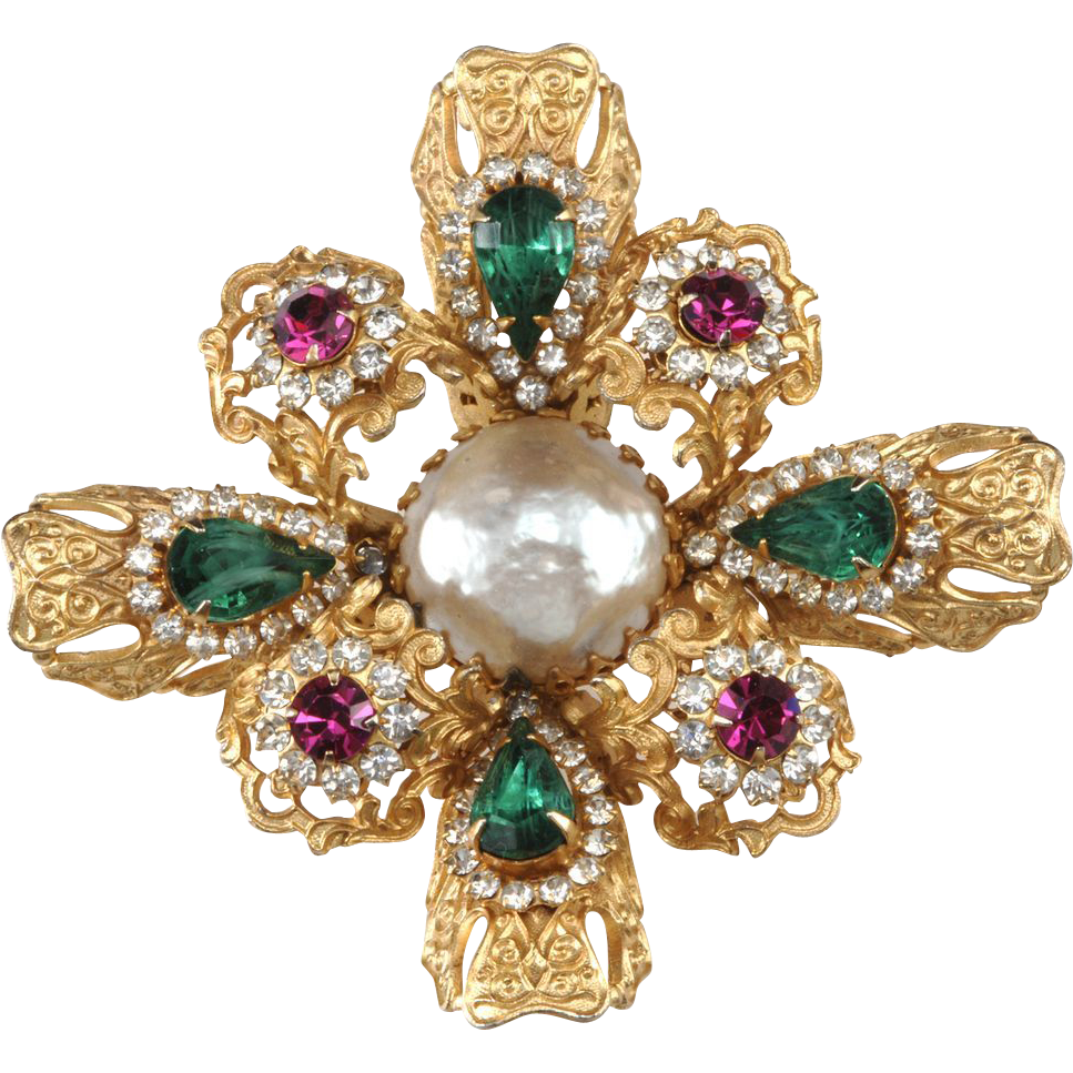 Mimi Di N 1960s Rhinestone Maltese Cross Brooch Pin Mimi Di N 1960s Rhinestone Maltese Cross Brooch Pin