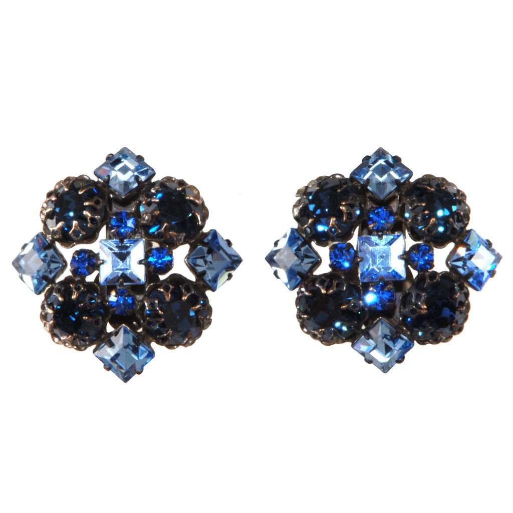 Schreiner Light & Dark Blue Rhinestone Earrings Schreiner Light & Dark Blue Rhinestone Earrings