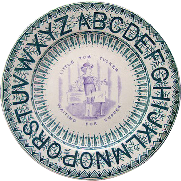 Rare 2 Color ABC Plate ~ Lil Tom Tucker ~ 1870 Rare 2 Color ABC Plate ~ Lil Tom Tucker ~ 1870