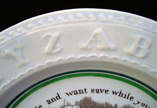 Pearlware ABC Plate ~ Franklins Maxim ~ BANKING 1840 Pearlware ABC Plate ~ Franklins Maxim ~ BANKING 1840