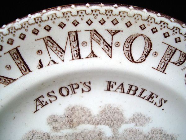 ABC Plate ~ Aesops Fables ~ Hare + Tortoise 1880 ABC Plate ~ Aesops Fables ~ Hare + Tortoise 1880