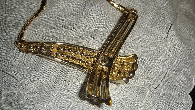 Vintage CORO Rhinestone Necklace Gold Tone Vintage CORO Rhinestone Necklace Gold Tone