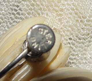 Vintage Sterling & Carved Ivory Pikake Flower Bud Earrings Vintage Sterling & Carved Ivory Pikake Flower Bud Earrings
