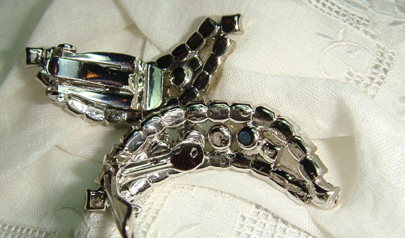 Vintage Clear Rhinestone Crescent Earrings Vintage Clear Rhinestone Crescent Earrings