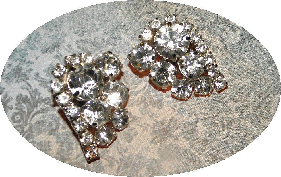 Vintage Big Clear Rhinestone Earrings Vintage Big Clear Rhinestone Earrings