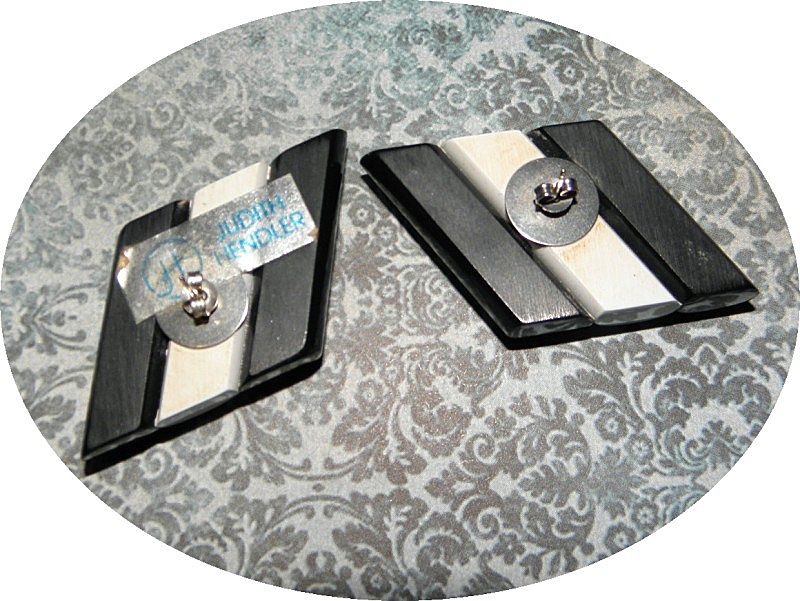 Judith Hendler Black & White Acri-Gems Earrings with original label Judith Hendler Black & White Acri-Gems Earrings with original label