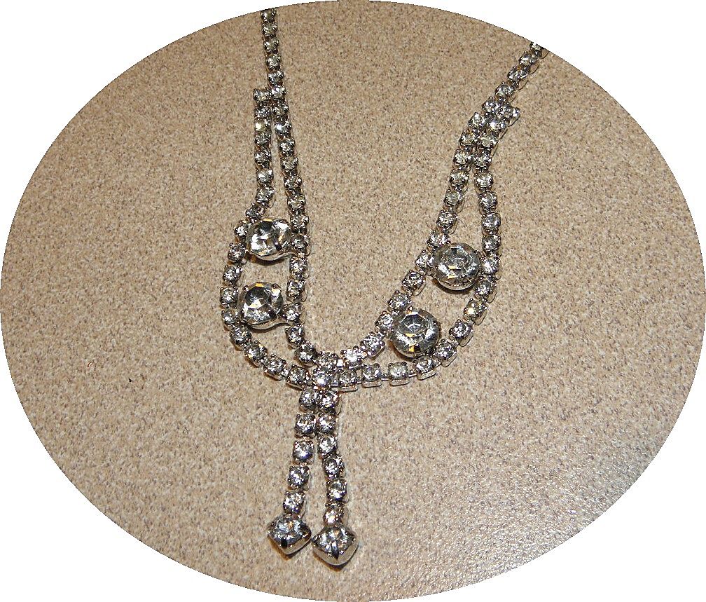 Vintage WEISS Clear Rhinestone Prong Set Necklace Vintage WEISS Clear Rhinestone Prong Set Necklace