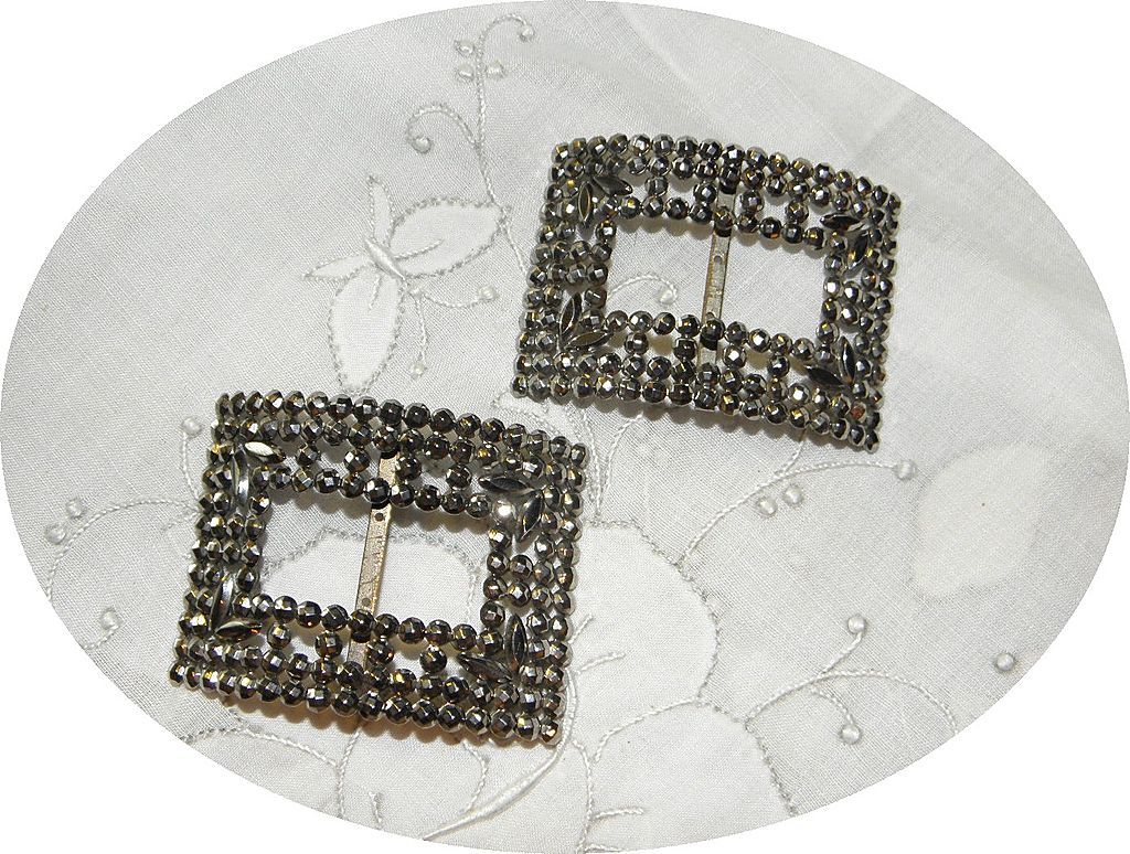 Vintage Cut Steel Shoe Buckles Pair Made in France Vintage Cut Steel Shoe Buckles Pair Made in France