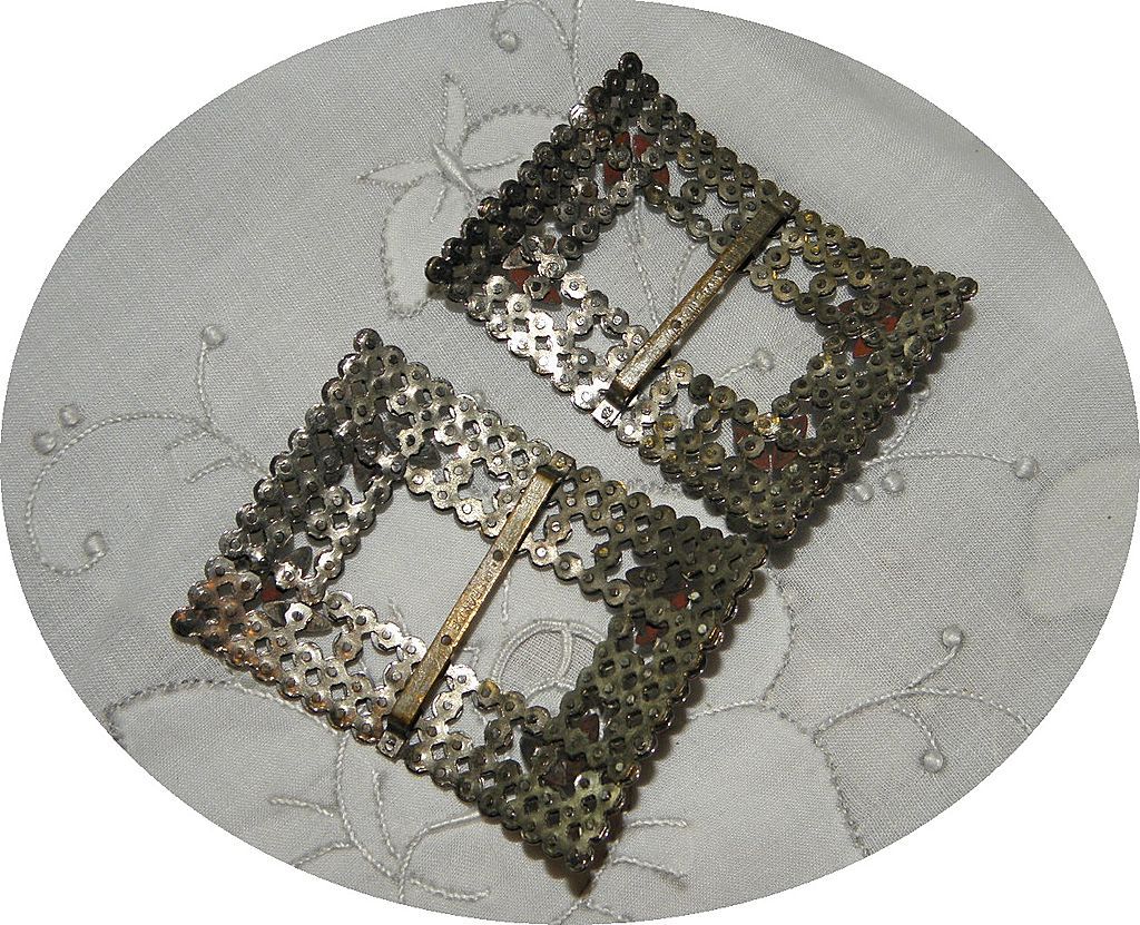 Vintage Cut Steel Shoe Buckles Pair Made in France Vintage Cut Steel Shoe Buckles Pair Made in France