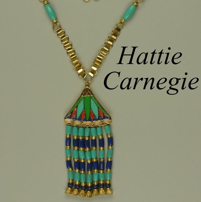 Vintage Hattie Carnegie Egyptian Revival Tasseled Necklace Consigned Vintage Hattie Carnegie Egyptian Revival Tasseled Necklace Consigned