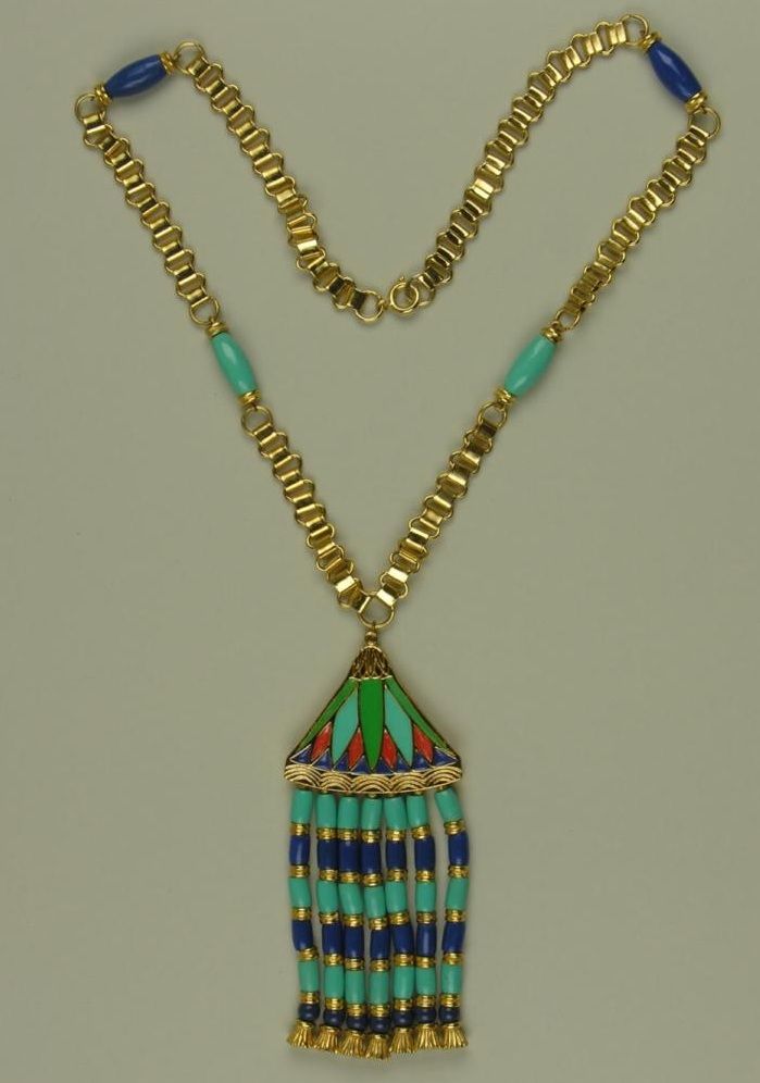 Vintage Hattie Carnegie Egyptian Revival Tasseled Necklace Consigned Vintage Hattie Carnegie Egyptian Revival Tasseled Necklace Consigned