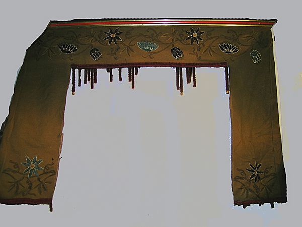 Rare Egyptian Revival Embroidered Window Valances Rare Egyptian Revival Embroidered Window Valances