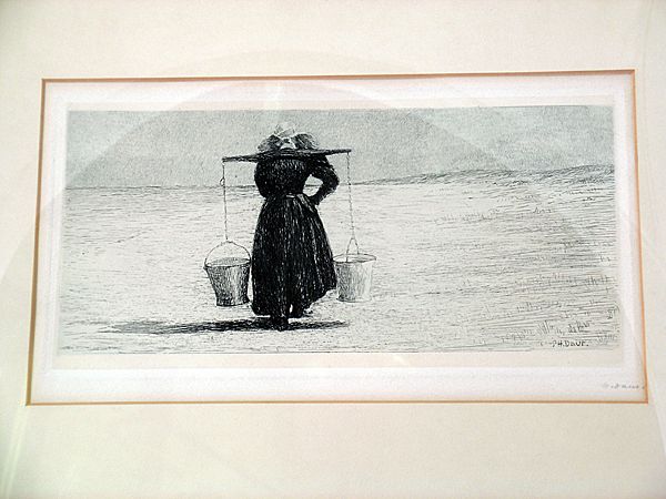 Hermann Daur (1870-1900) Etching Woman With Water Pails Hermann Daur (1870-1900) Etching Woman With Water Pails