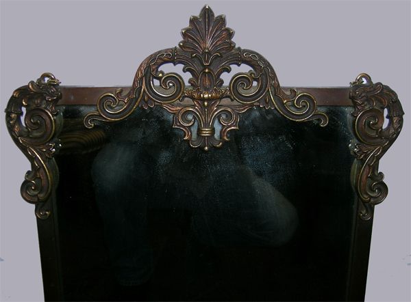 Circa 1920 Brass Wall Mirror Circa 1920 Brass Wall Mirror