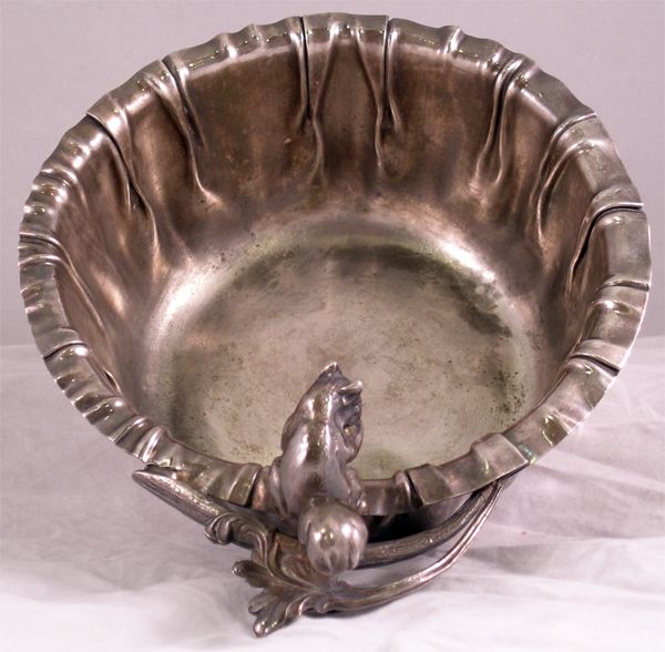 Victorian Silver Plate Nut Bowl With Squirrel Victorian Silver Plate Nut Bowl With Squirrel