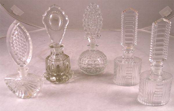Circa 1900-30 Molded Glass Perfume Bottles Circa 1900-30 Molded Glass Perfume Bottles