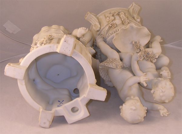 Fine Pair Of Parian Porcelain Putti Statues Fine Pair Of Parian Porcelain Putti Statues