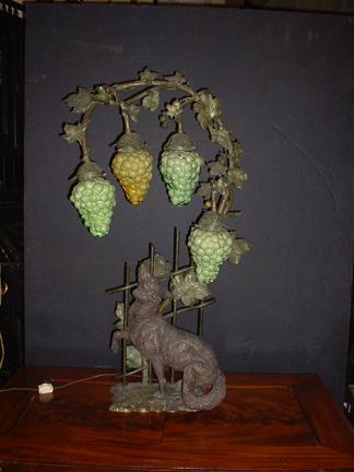 Very Rare "The Fox and the Grapes" Allegorical Lamp Very Rare "The Fox and the Grapes" Allegorical Lamp