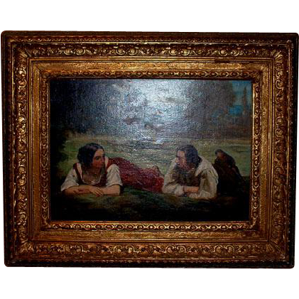 19 th Century French Oil on Canvas Jean Michel Groban 19 th Century French Oil on Canvas Jean Michel Groban