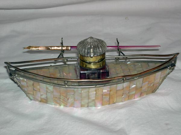 French, Gondola Shaped "Grand Tour" Souvenir Inkwell French, Gondola Shaped "Grand Tour" Souvenir Inkwell