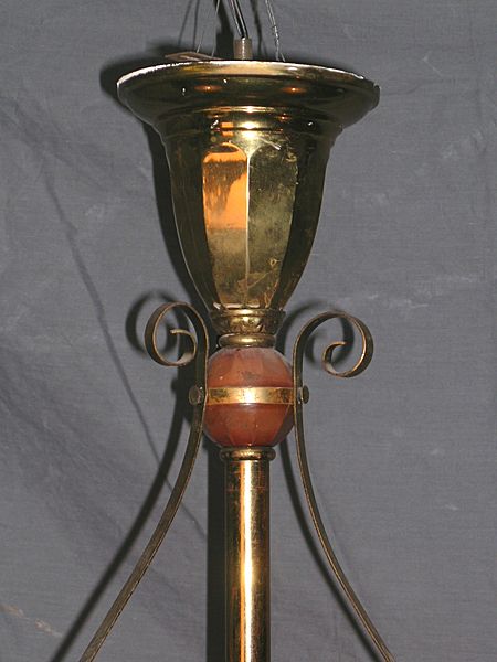 Three Arm Victorian Electrified Gasolier Three Arm Victorian Electrified Gasolier