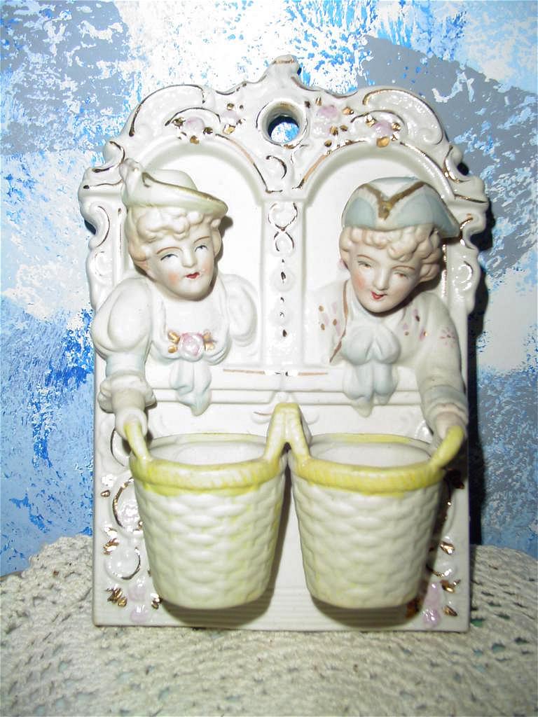 Occupied Japan Bisque Twin Planter/Wall Pocket or Match Striker Occupied Japan Bisque Twin Planter/Wall Pocket or Match Striker