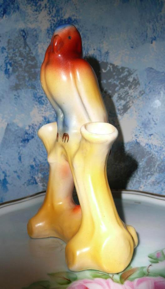 Vintage Czechoslovakia Pottery Parrot Double Vase Vintage Czechoslovakia Pottery Parrot Double Vase
