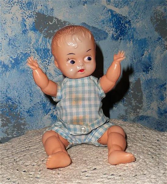 Cute 8" Celluloid Baby Boy with Original Clothes Cute 8" Celluloid Baby Boy with Original Clothes