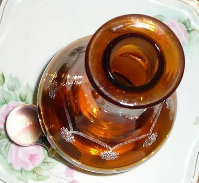 Amber Blown Glass Bottle with Stopper Amber Blown Glass Bottle with Stopper