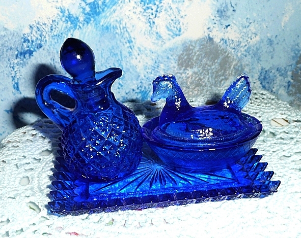 Cobalt Blue Glass Personal Cruet Set Cobalt Blue Glass Personal Cruet Set