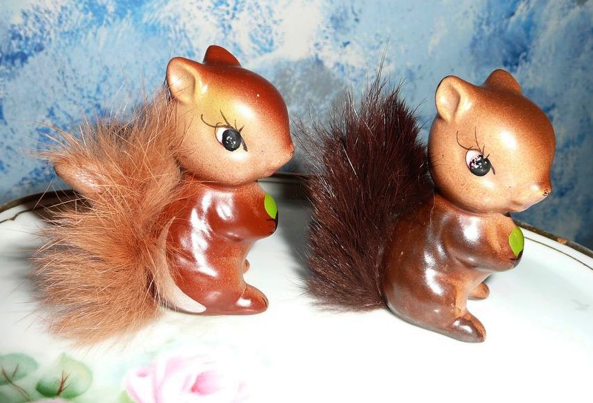 Enesco Twin Set of Squirrels with Fur Tails Enesco Twin Set of Squirrels with Fur Tails