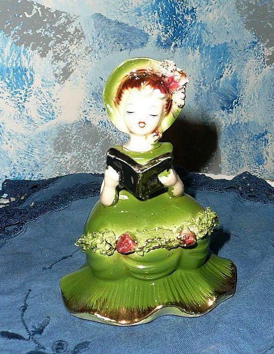 Young Girl Reading Blue Book Figurine Young Girl Reading Blue Book Figurine