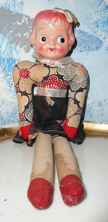Vintage Celluloid Head Doll Cloth Body Vintage Celluloid Head Doll Cloth Body
