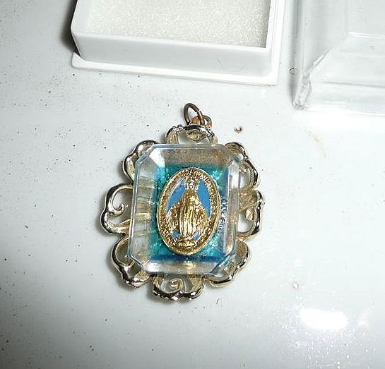 Vintage Bakelite Miraculous Medal Pendant Vintage Bakelite Miraculous Medal Pendant