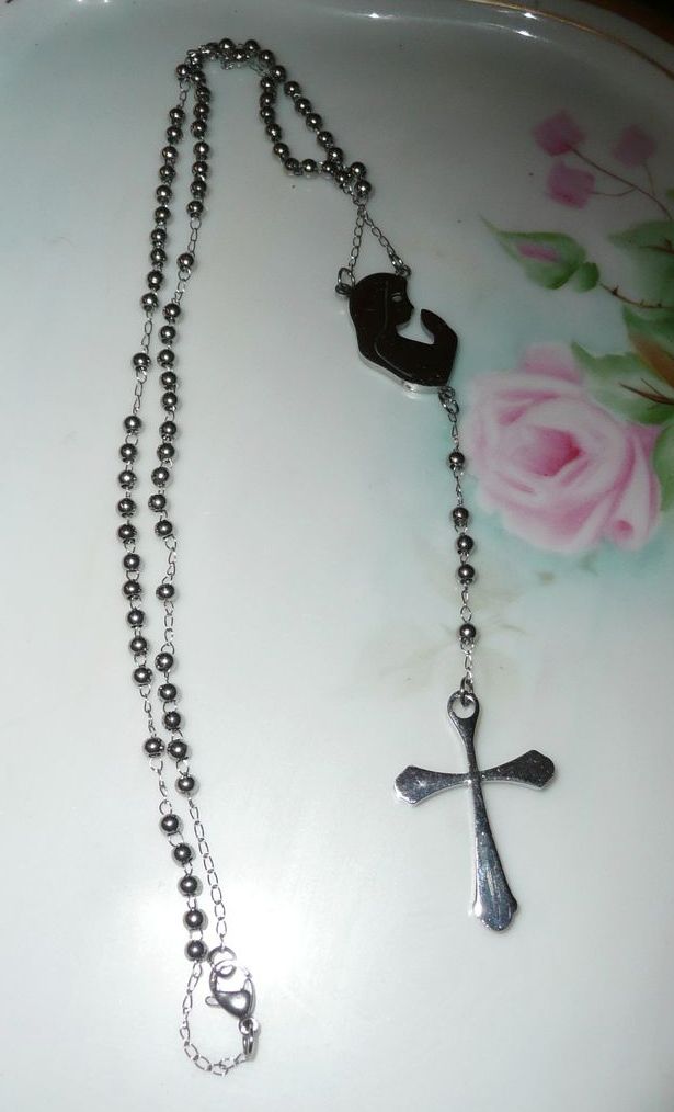 Sterling Steel Roman Catholic Rosary Necklace Sterling Steel Roman Catholic Rosary Necklace