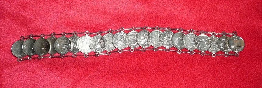 Silver Mexican Coins Bracelet from the 1970's Silver Mexican Coins Bracelet from the 1970's