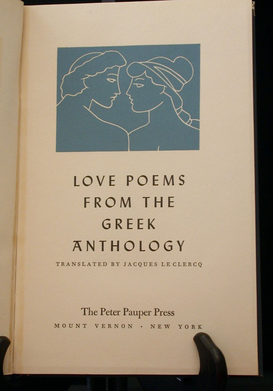 Love Poems From The Greek Anthologyâ€ Translated, c.1955