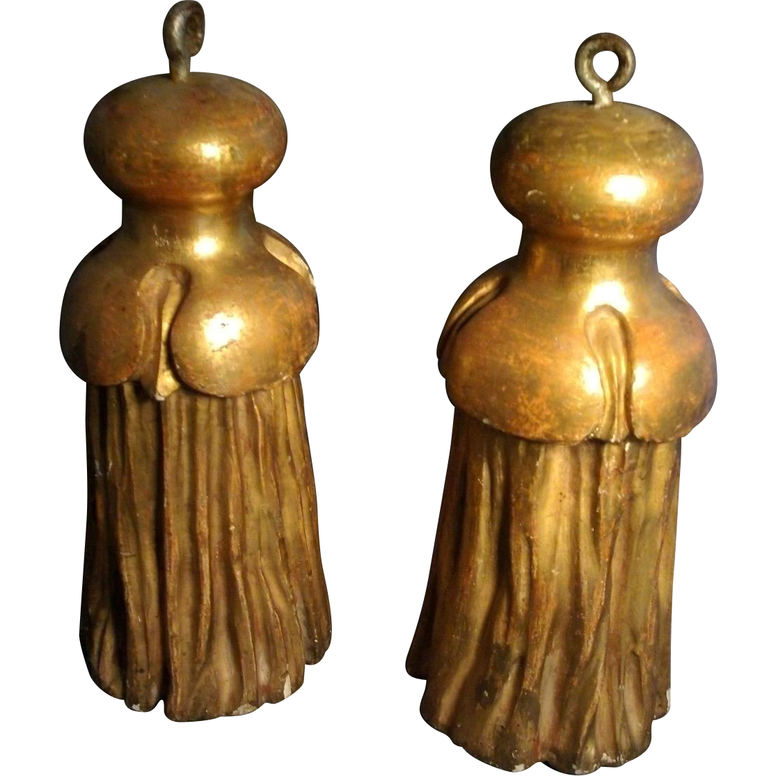 Pair of 19th c. Napoleon III Carved & Gilt Wood Drapery Tassels Pair of 19th c. Napoleon III Carved & Gilt Wood Drapery Tassels